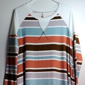 Together Clothing women's Colorblock Stripe Long Sleeve T Shirt Dress NWOT